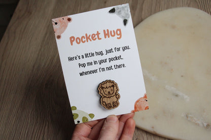 Animal Pocket Hug Token For Child, Children's Anxiety Support Gift, A Hug  From Mum, Little Worry Lion, Seperation Anxiety Animal Active